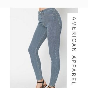 American Apparel Railroad Stripe Ankle Zip High Waist Skinny Jeans 29
